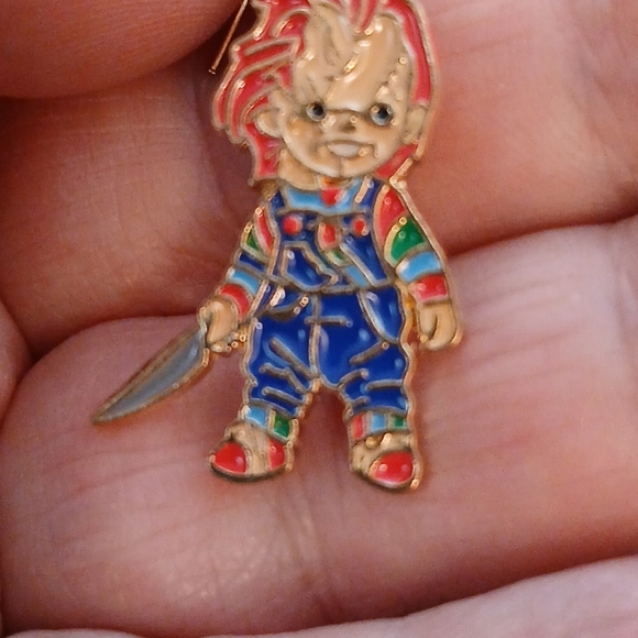 NWOT Chucky & Bride Of Chucky Dangle Earrings Tiffany Doll Horror Child's Play - Picture 3 of 4